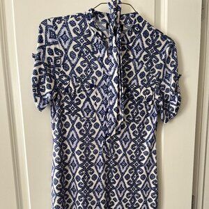 Blue & White Shirt Dress Belted- Valerie Bertinelli Size 8